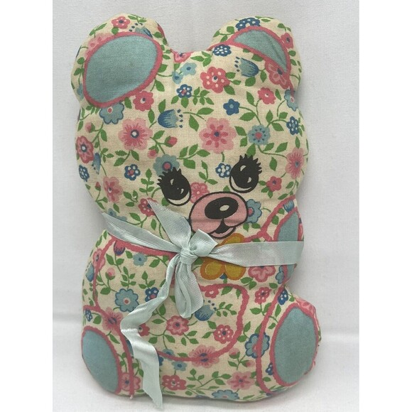 Vintage Fabric Bear pillow home made from pattern Plush Stuffed Animal Toy 7” - Picture 5 of 10